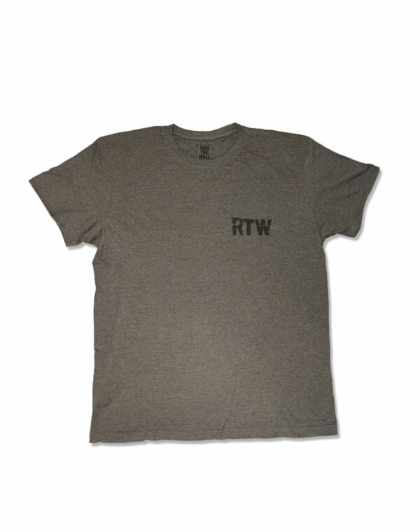 T-shirt grey grå med sort tryk front - run the wall